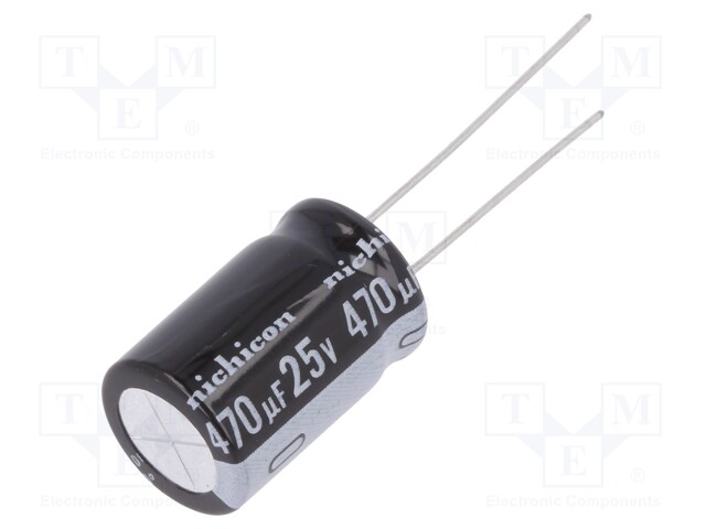 Capacitor: electrolytic; THT; 470uF; 25VDC; Ø12.5x20mm; Pitch: 5mm