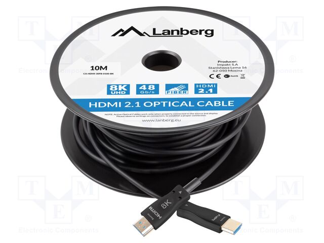 Cable; HDMI plug,both sides; PVC; Len: 10m; black; HDMI 2.1