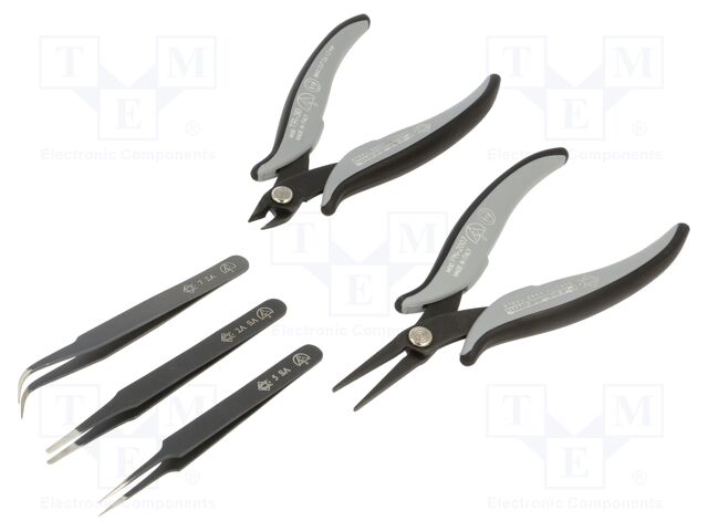 Kit: tweezers; universal; ESD; 5pcs.