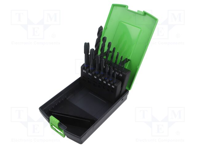 Kit: taps; Kind of holder: square,machine; Kit: taps,drill bits