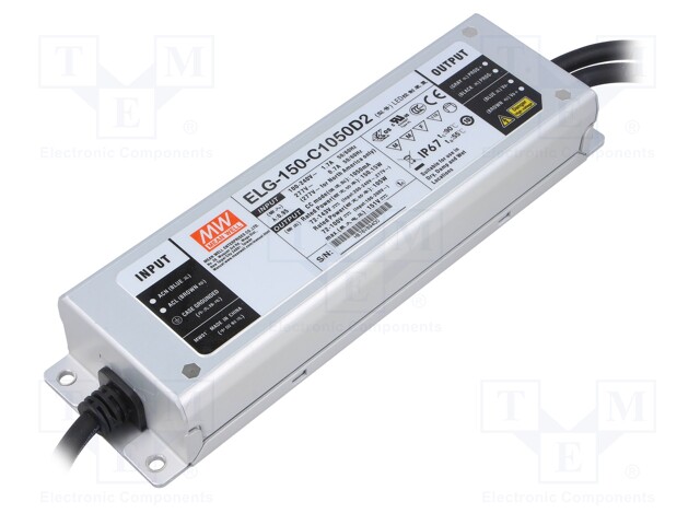Power supply: switched-mode; LED; 150.15W; 72÷143VDC; 1.05A; IP67