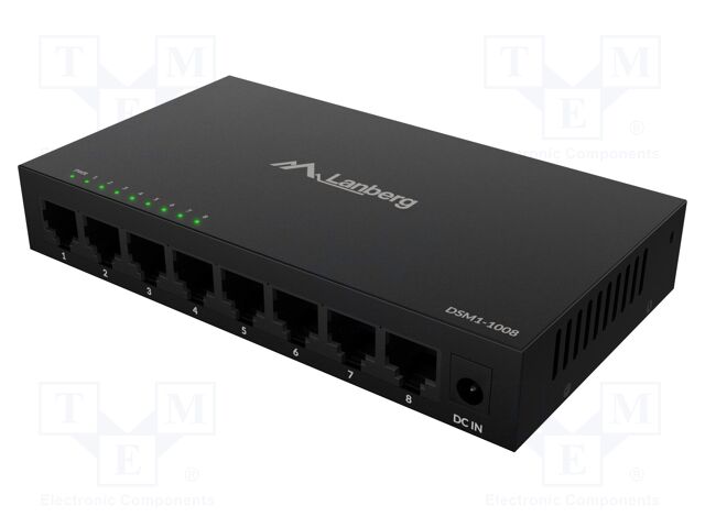 Switch Ethernet; DC socket,RJ45 socket x8; black; 10Gbps