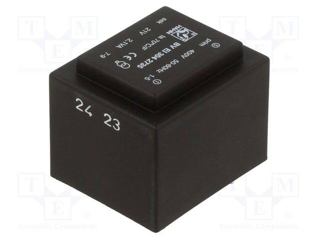 Transformer: encapsulated; 2.1VA; 400VAC; 21V; 100mA; Mounting: PCB