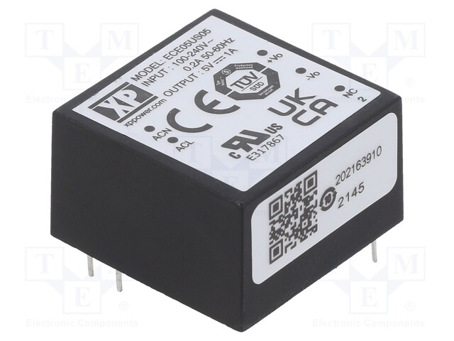 Power supply: switched-mode; 5W; 5VDC; 1000mA; OUT: 1; 16g; -25÷70°C