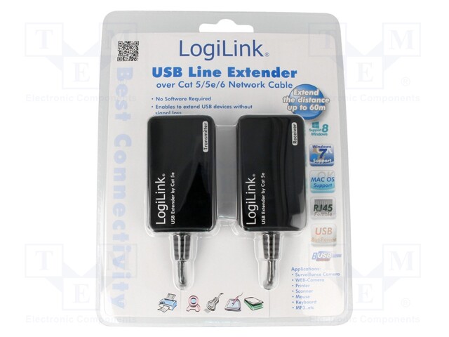 Repeater USB; USB 1.1,USB 2.0; 0.3m; 480Mbps