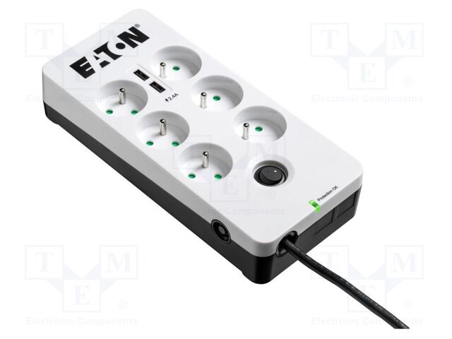 Plug socket strip: protective; Sockets: 6; 250VAC; 10A; IP20