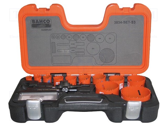 Hole saw set; case; Pcs: 13