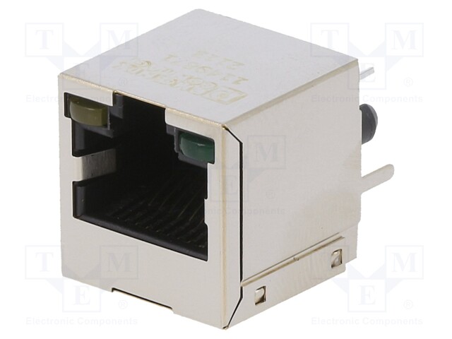 Socket; RJ45; PIN: 8; gold-plated; Layout: 8p8c; on PCBs; THT