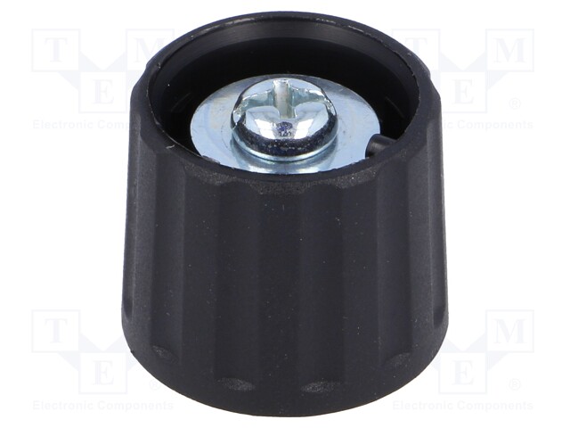Knob; polyamide; Shaft d: 6mm; black; clamp mechanism with screw