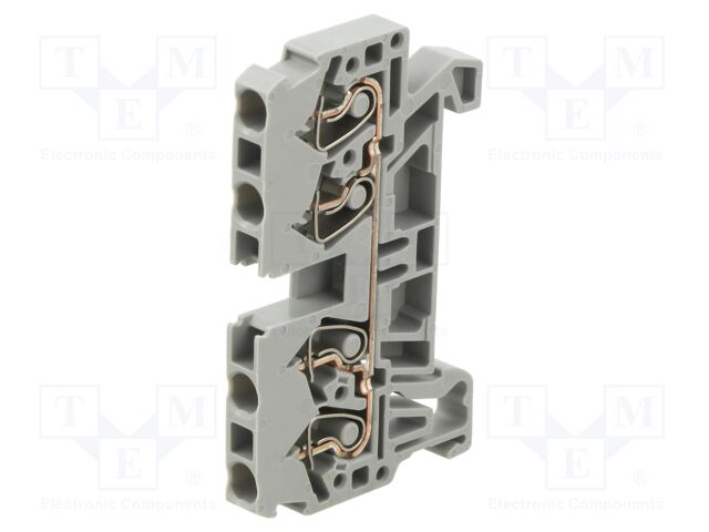 DIN Rail Mount Terminal Block, 4 Ways, 28 AWG, 12 AWG, 2.5 mm², Clamp, 24 A