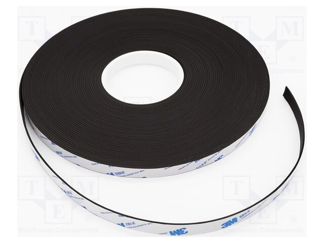 Tape: magnetic; W: 12mm; L: 30m; Thk: 1.5mm; acrylic; black; max.70°C