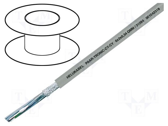 Wire; LiYCY-CY; 10x2x0,25mm2; PVC; grey; 500V; ECE R-118