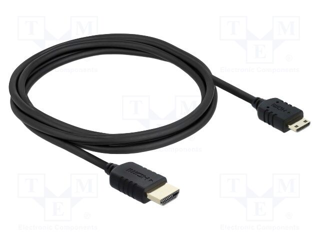 Cable; HDMI plug,mini HDMI plug; Len: 2m; black; 34AWG; 48Gbps
