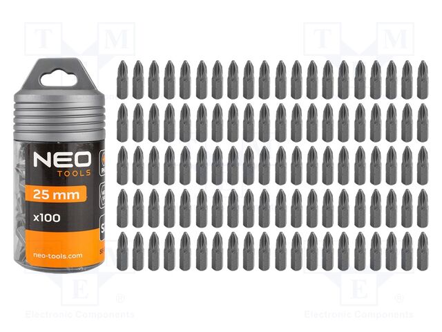 Screwdriver bit; Phillips; PH2; Overall len: 25mm; 100pcs.