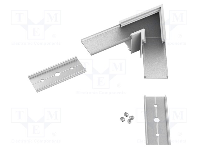 Connector 60°; silver; aluminium,polycarbonate; anodized