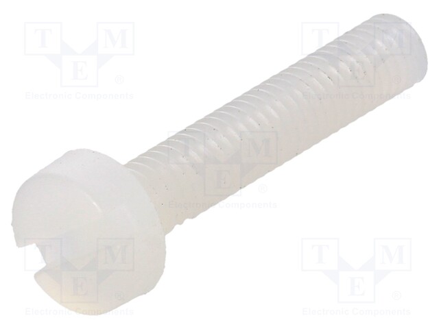 Screw; M3x16; 0.5; Head: cheese head; slotted; 0,9mm; polyamide