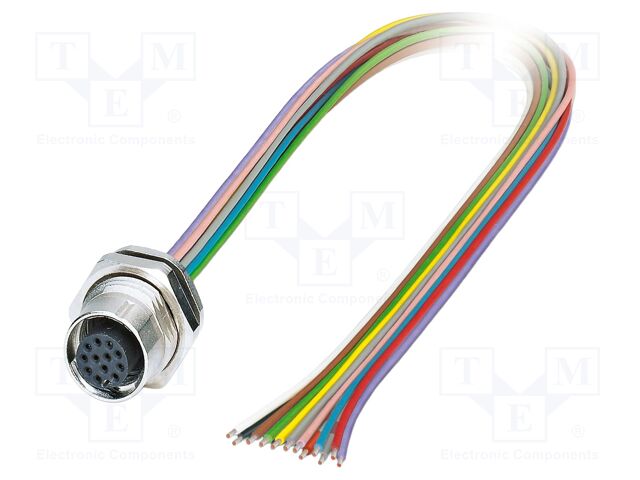 Connector: M12; socket; PIN: 12; female; 30V; straight; cables; 1.5A