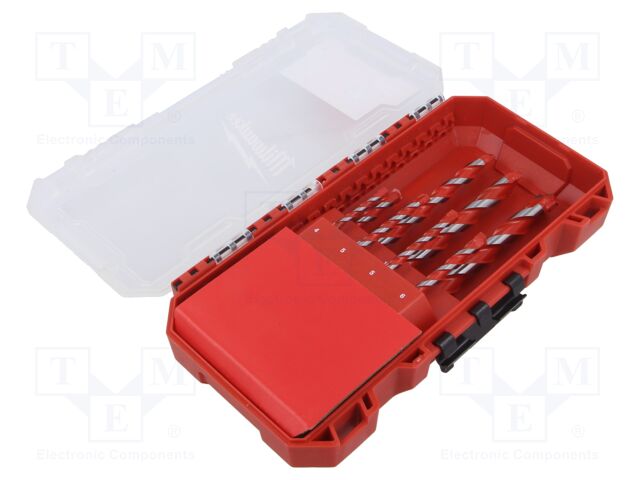 Drill set; for concrete; plastic box; 4mm,5mm,6mm,8mm,10mm,12mm