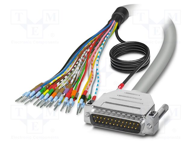 Cable; D-Sub 25pin plug,wires; PVC; Len: 6m; grey; connection 1: 1