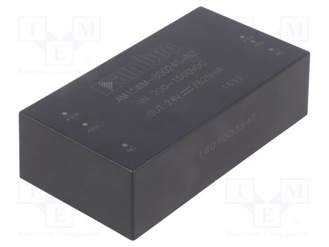 Converter: DC/DC; 15W; Uin: 200÷1500V; 24VDC; Iout: 0.625A; 270g
