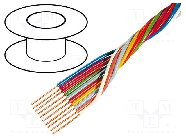 Wire; stranded; OFC; 10x0,35mm2; unshielded; PVC; 49V; 100m