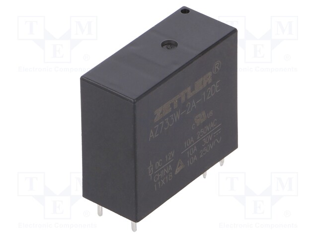 Relay: electromagnetic; DPST-NO; Ucoil: 12VDC; 12A/277VAC; 12A