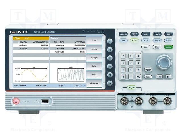 Generator: arbitrary, function; 25MHz; colour,LCD 8"; Ch: 1