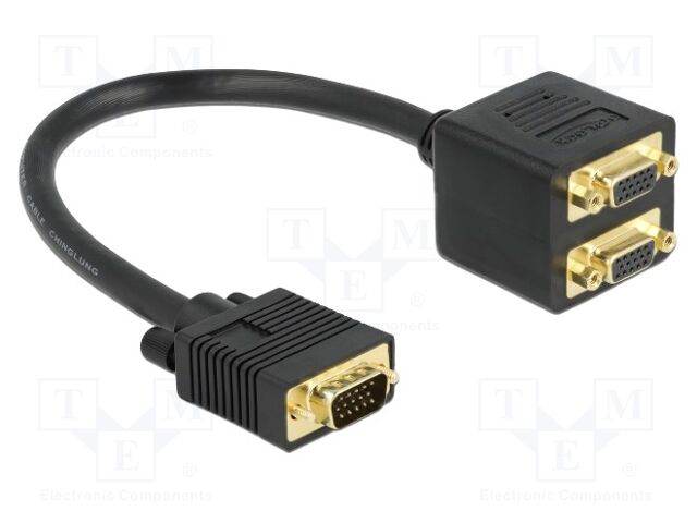 Splitter; VGA female x2,VGA male; 0.2m; black; black