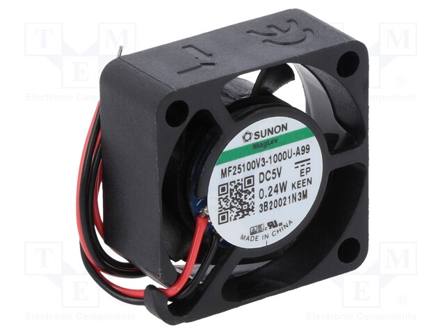 Fan: DC; axial; 5VDC; 25x25x10mm; 2.21m3/h; Vapo; 6800rpm; Len: 0.15m