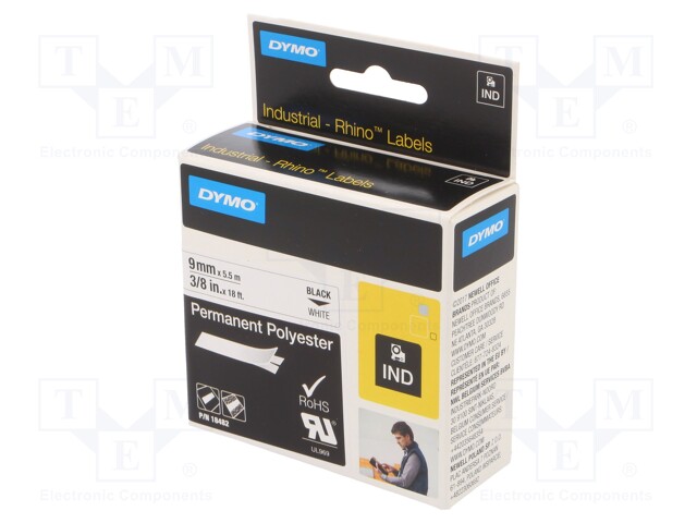 Tape; Width: 9mm; Colour: white; Character colour: black; L: 5.5m