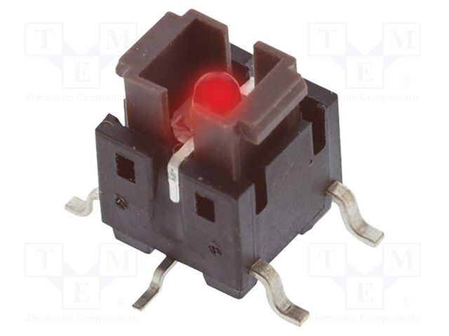 Microswitch TACT; SPST-NO; Pos: 2; 0.05A/12VDC; SMT; LED; red; 2.6N