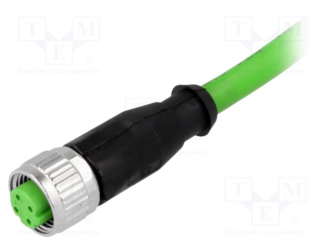 Plug; M12; PIN: 4; female; D code-Ethernet; 0.5m; Insulation: PVC