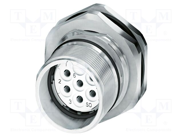 Connector: M23; socket; PIN: 19(16+3); soldering; straight; IP67