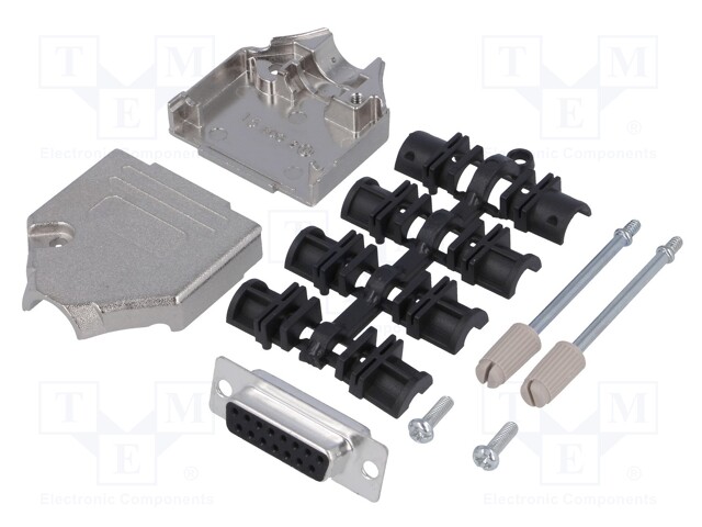 D-Sub; PIN: 15; plug; female; stamped and formed contacts