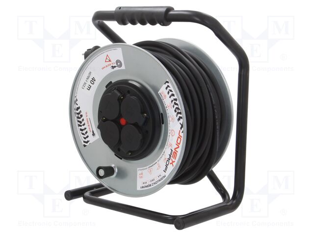 Extension lead; reel,with non-rotating sockets; Sockets: 4; 40m