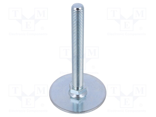 Foot of pin; Base dia: 60mm; M12; steel; Plunger length: 100mm