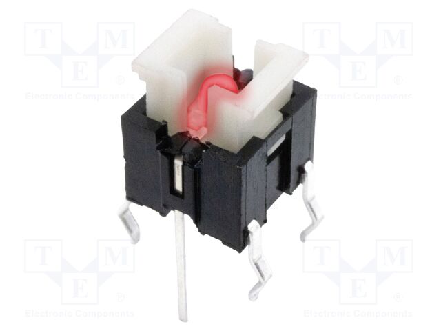 Microswitch TACT; SPST-NO; Pos: 2; 0.05A/12VDC; THT; LED; red; 1.57N
