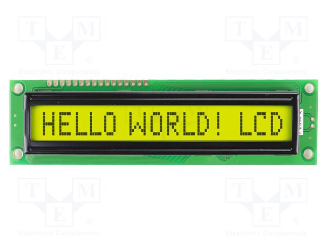 Display: LCD; STN Positive; 16x1; yellow-green; 122x33mm; LED; 1x16