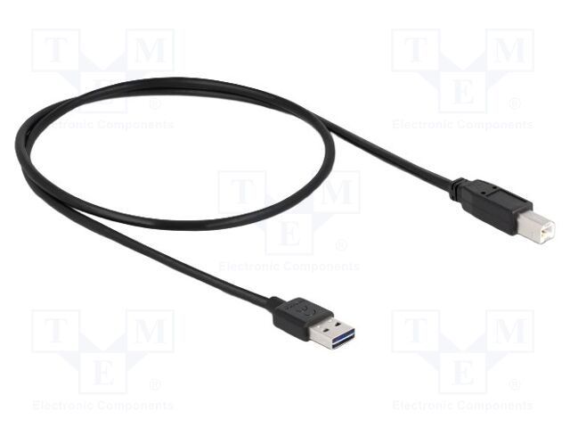 Cable; USB 2.0; USB A plug double sided,USB B plug; 0.5m; black