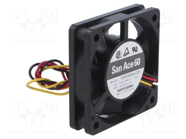 Fan: DC; axial; 24VDC; 60x60x15mm; 36.6m3/h; 44dBA; ball bearing