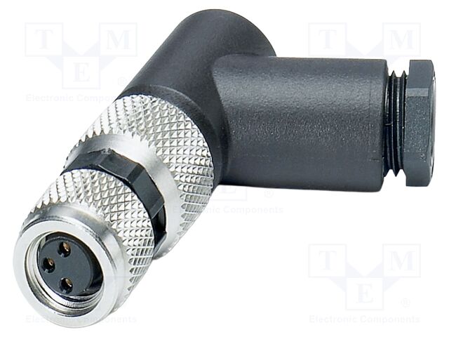 Connector: M8; PIN: 3; 4A; 48V; IP67; angled; unshielded; plug