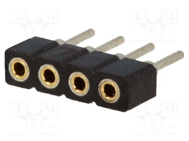 Socket; pin strips; female; PIN: 4; turned contacts,low profile