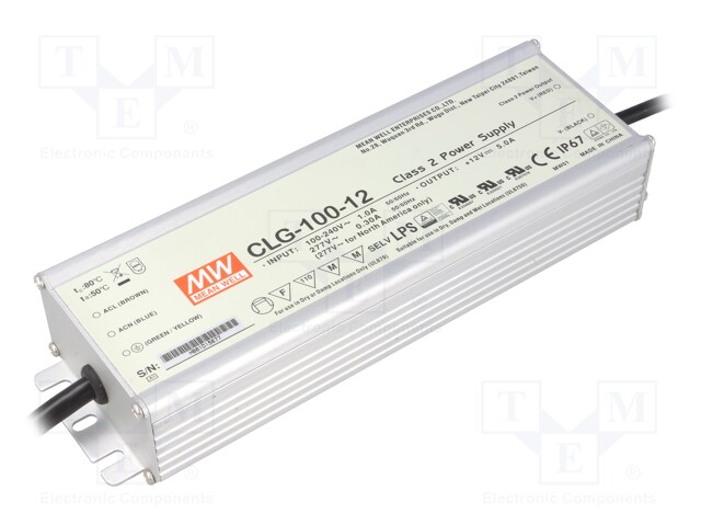 Power supply: switched-mode; LED; 60W; 12VDC; 5A; 90÷264VAC; IP67