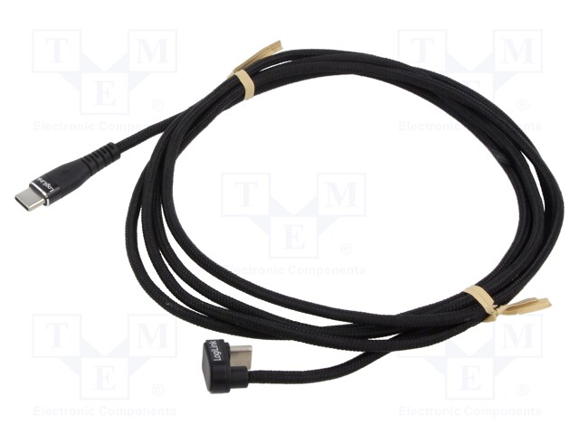 Cable; angular,USB 2.0; USB A plug,USB C plug; 2m; black; 480Mbps