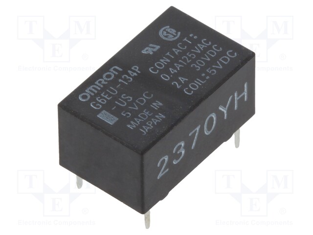 Relay: electromagnetic; SPDT; Ucoil: 5VDC; 0.4A/125VAC; 2A/30VDC
