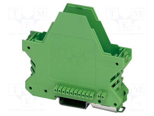 Enclosure base; with terminals; green; UL94V-0; ME 22,5; X: 84.8mm