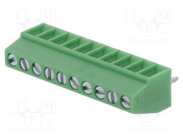 PCB terminal block; angled 90°; 2.54mm; ways: 10; on PCBs; 500um2
