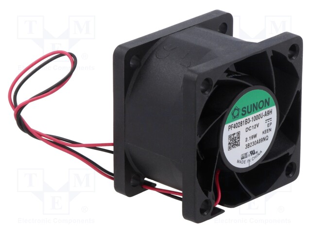 Fan: DC; axial; 12VDC; 40x40x28mm; 26.16m3/h; 43.9dBA; ball bearing