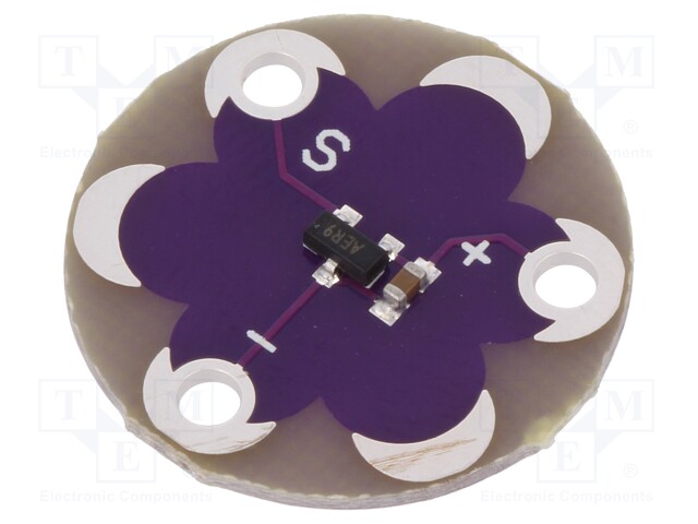 Sensor: temperature; analog; IC: MCP9700; LilyPad; metalic holes