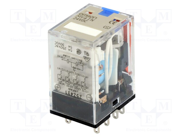 Relay: electromagnetic; 4PDT; Ucoil: 24VDC; 5A/220VAC; 5A/24VDC